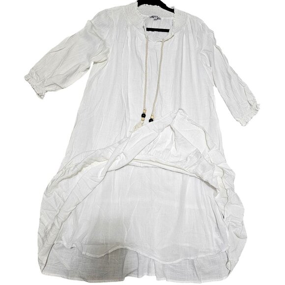 Yakira Bella White Boho Dress M Viscose Linen Blend - Picture 6 of 8